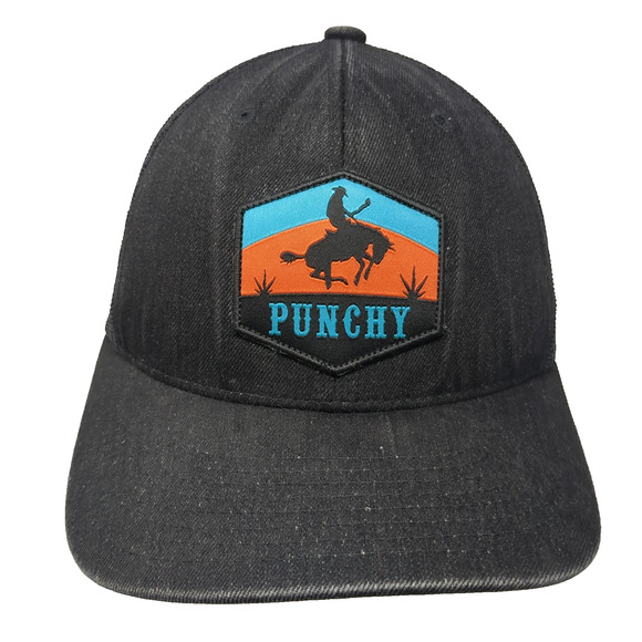 Punchy Snapback Trucker Hat Black One Size Adjustable Mesh Back Get Your Hooey - Picture 1 of 7